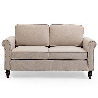 Upholstered Snuggle Sofa With Nailhead Trim
