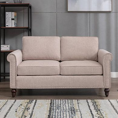 Upholstered Snuggle Sofa With Nailhead Trim