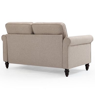 Upholstered Snuggle Sofa With Nailhead Trim