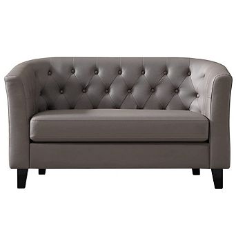 Leather Button Tufted Snuggle Sofa