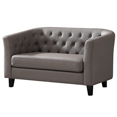 Leather Button Tufted Snuggle Sofa