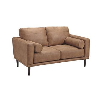 Century Modern Caramel Brown Snuggle Sofa