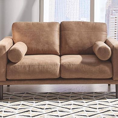 Century Modern Caramel Brown Snuggle Sofa