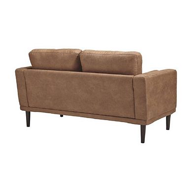 Century Modern Caramel Brown Snuggle Sofa