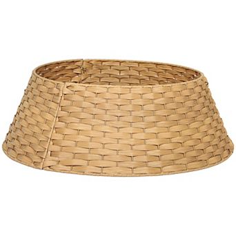 LOVMOR 2ft Rustic Plastic Woven Christmas Tree Skirt Collar Natural