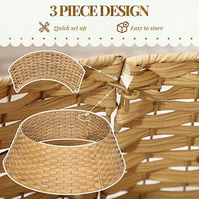 LOVMOR 2ft Rustic Plastic Woven Christmas Tree Skirt Collar Natural