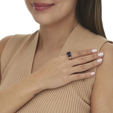 PalmBeach Jewelry .925 Silver Simulated Birthstone 3-Stone Ring