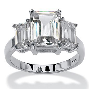PalmBeach Jewelry .925 Silver Simulated Birthstone 3-Stone Ring