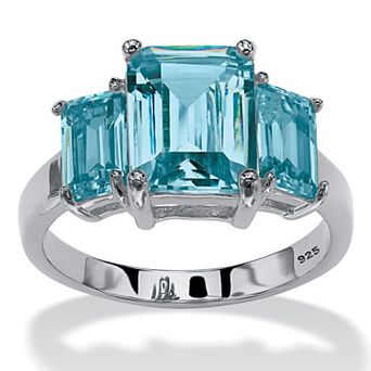 PalmBeach Jewelry .925 Silver Simulated Birthstone 3-Stone Ring