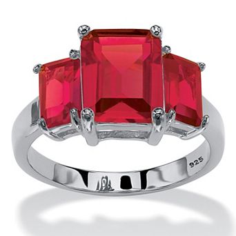 PalmBeach Jewelry .925 Silver Simulated Birthstone 3-Stone Ring