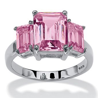 PalmBeach Jewelry .925 Silver Simulated Birthstone 3-Stone Ring