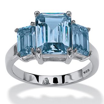 PalmBeach Jewelry .925 Silver Simulated Birthstone 3-Stone Ring
