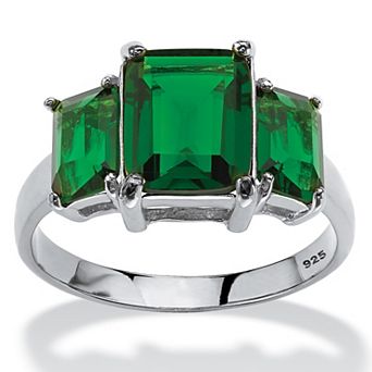 PalmBeach Jewelry .925 Silver Simulated Birthstone 3-Stone Ring