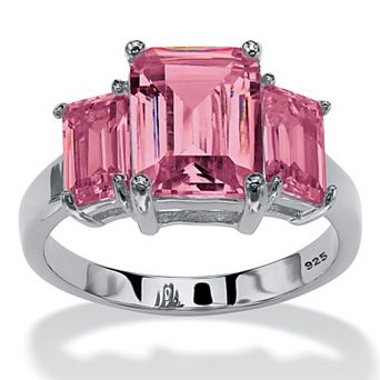 PalmBeach Jewelry .925 Silver Simulated Birthstone 3-Stone Ring