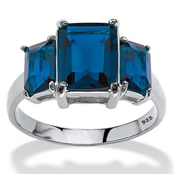 PalmBeach Jewelry .925 Silver Simulated Birthstone 3-Stone Ring