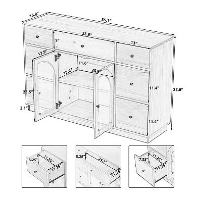 Modern Multi-Drawer Storage Cabinet with Adjustable Interior Shelving by Christopher Knight Home