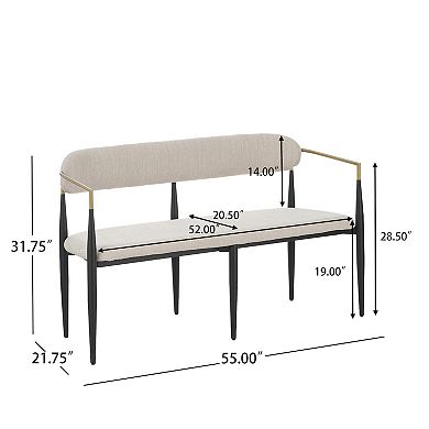 Elias Contemporary Metal Frame Settee Loveseat by Christopher Knight Home