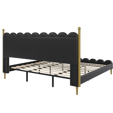 Leather Upholstered Platform Bed with Reinforced Wood Slats by Christopher Knight Home