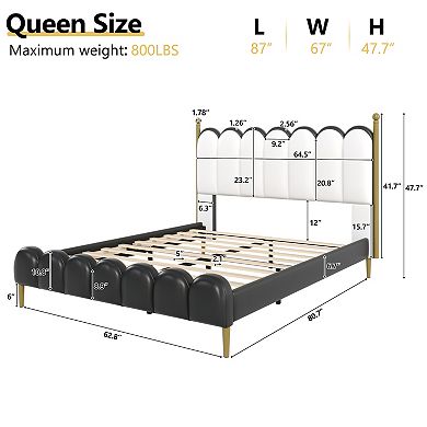 Leather Upholstered Platform Bed with Reinforced Wood Slats by Christopher Knight Home