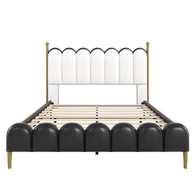 Leather Upholstered Platform Bed with Reinforced Wood Slats by Christopher Knight Home