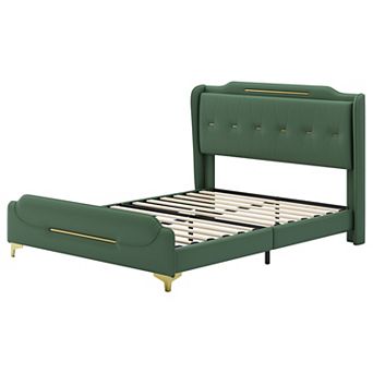 Jayce Modern PU Leather Upholstered Platform Bed with Gold Accents by Christopher Knight Home