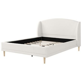 Arc Modern Boucle Wingback Platform Bed by Christopher Knight Home