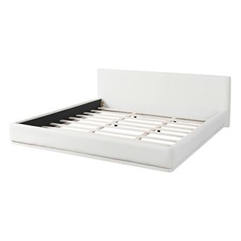 Ellis Modern Upholstered Low-Profile Platform Bed-Ventilated Slats by Christopher Knight Home