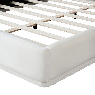 Ellis Modern Upholstered Low-Profile Platform Bed-Ventilated Slats by Christopher Knight Home