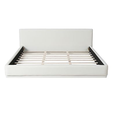Ellis Modern Upholstered Low-Profile Platform Bed-Ventilated Slats by Christopher Knight Home