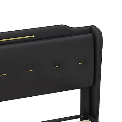 Dani Modern Faux Leather Wingback Platform Bed - Padded Headboard by Christopher Knight Home