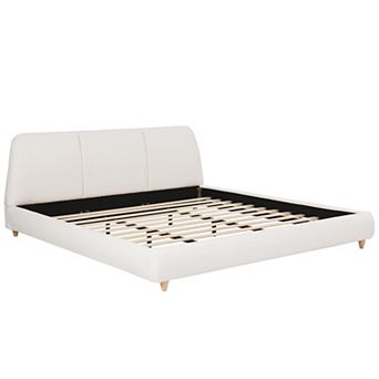 Modern Linen Upholstered Platform Bed with Solid Wood Legs by Christopher Knight Home