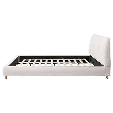Modern Linen Upholstered Platform Bed with Solid Wood Legs by Christopher Knight Home