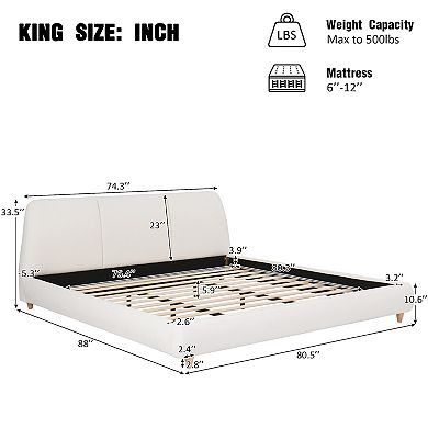 Modern Linen Upholstered Platform Bed with Solid Wood Legs by Christopher Knight Home