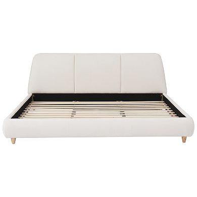 Modern Linen Upholstered Platform Bed with Solid Wood Legs by Christopher Knight Home