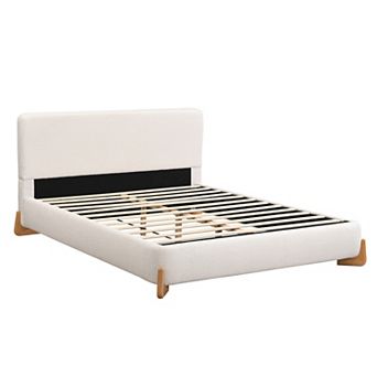 Astrielle Boucle Foam-Padded Headboard Upholstered Platform Bed by Christopher Knight Home