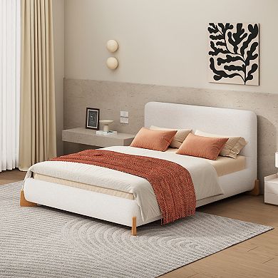 Astrielle Boucle Foam-Padded Headboard Upholstered Platform Bed by Christopher Knight Home