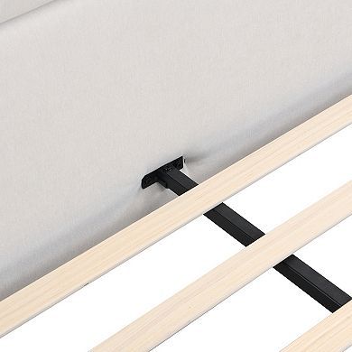 Core Elegant Wingback Upholstered Platform Bed-Reinforced Slats by Christopher Knight Home