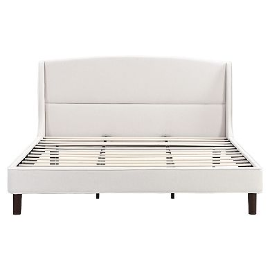Core Elegant Wingback Upholstered Platform Bed-Reinforced Slats by Christopher Knight Home
