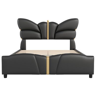 Olivia Sculpted Modern Metal Trim Upholstered PU Leather Bed Frame by Christopher Knight Home