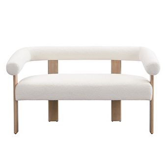 Knox Boucle Upholstered Loveseat with Solid Frame Base by Christopher Knight Home