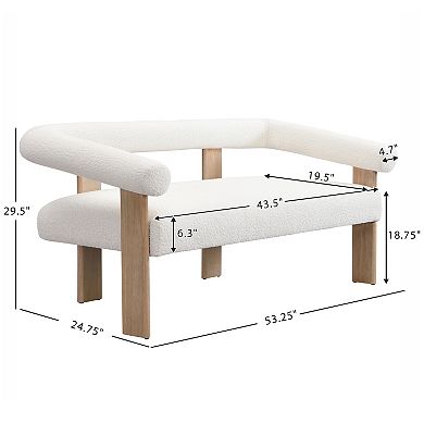 Knox Boucle Upholstered Loveseat with Solid Frame Base by Christopher Knight Home