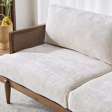 Emir Rattan-Frame 2-Seater Upholstered Sofa by Christopher Knight Home