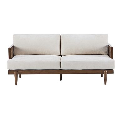 Emir Rattan-Frame 2-Seater Upholstered Sofa by Christopher Knight Home