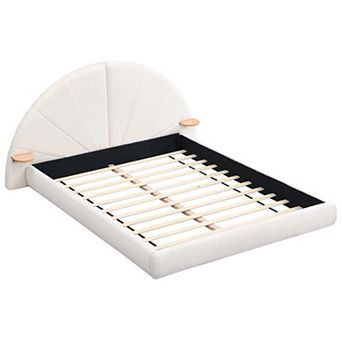 Ladd Modern Boucle Arched Platform Bed with Side Table by Christopher Knight Home