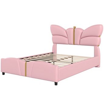 Olivia Sculpted Modern Metal Trim Upholstered PU Leather Bed Frame by Christopher Knight Home