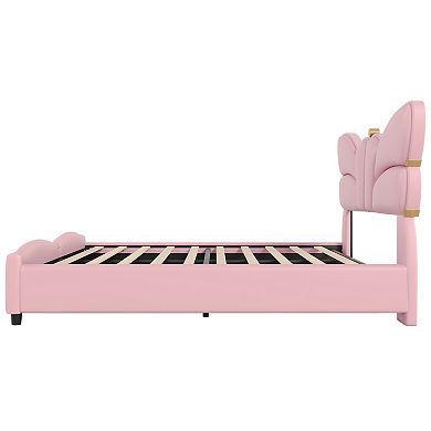 Olivia Sculpted Modern Metal Trim Upholstered PU Leather Bed Frame by Christopher Knight Home