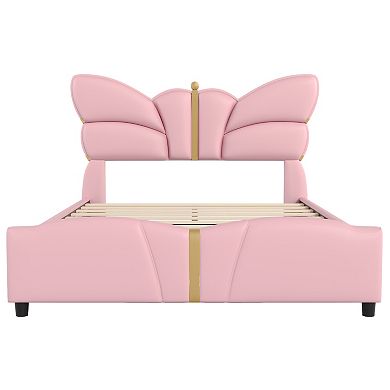 Olivia Sculpted Modern Metal Trim Upholstered PU Leather Bed Frame by Christopher Knight Home