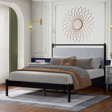 Vista Classic Fluffy Upholstered Platform Bed-Silent Slat System by Christopher Knight Home