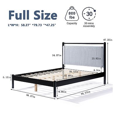 Vista Classic Fluffy Upholstered Platform Bed-Silent Slat System by Christopher Knight Home
