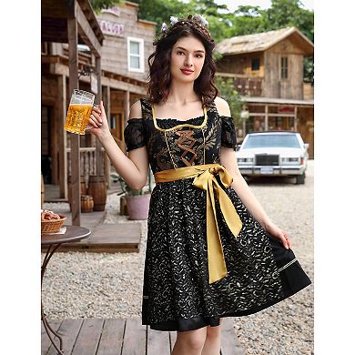 Women's Retro Jacquard DarkBeer Jacket Dress